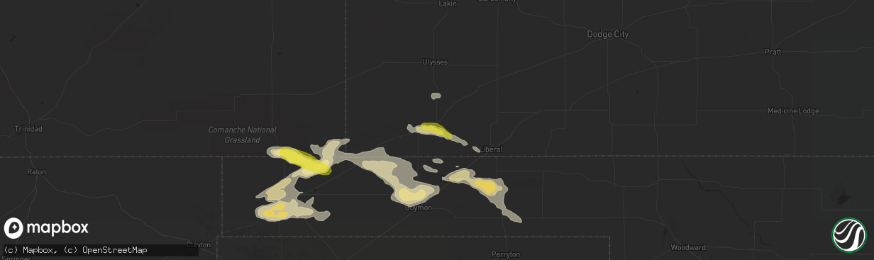 Hail map in Hugoton, KS on August 17, 2017