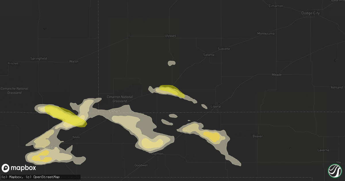Hail map in Hugoton, KS on August 17, 2017