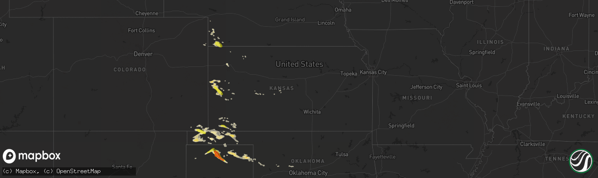 Hail map in Kansas on August 17, 2017