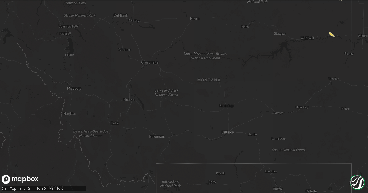 Hail map in Montana on August 17, 2017