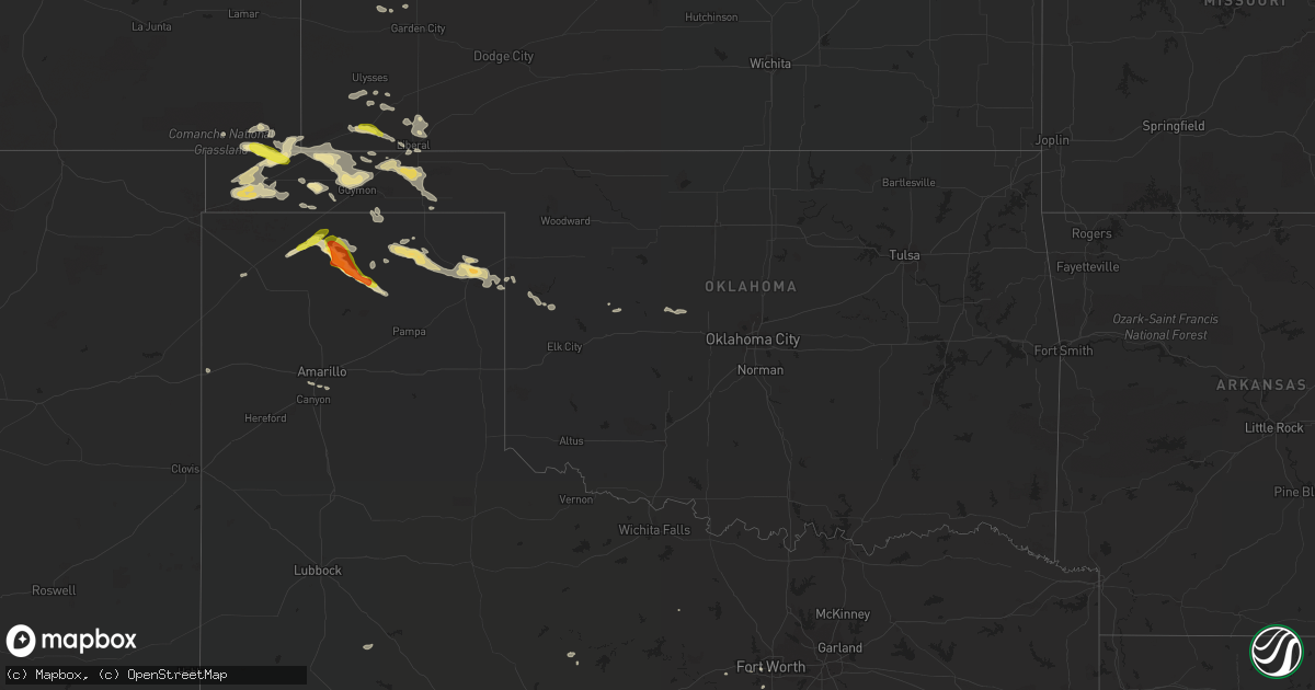 Hail map in Oklahoma on August 17, 2017