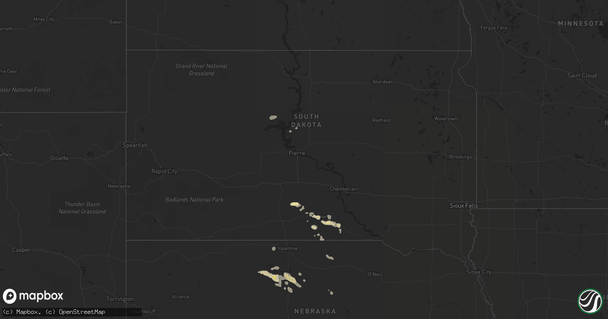 Hail map in South Dakota on August 17, 2017