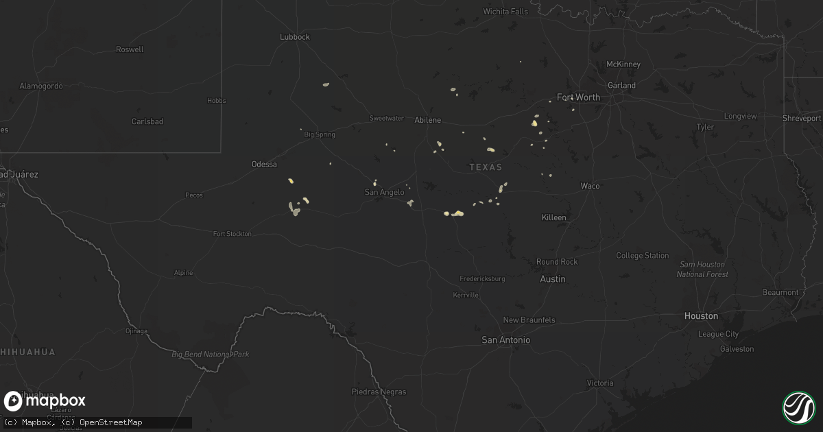 Hail map in Texas on August 17, 2017