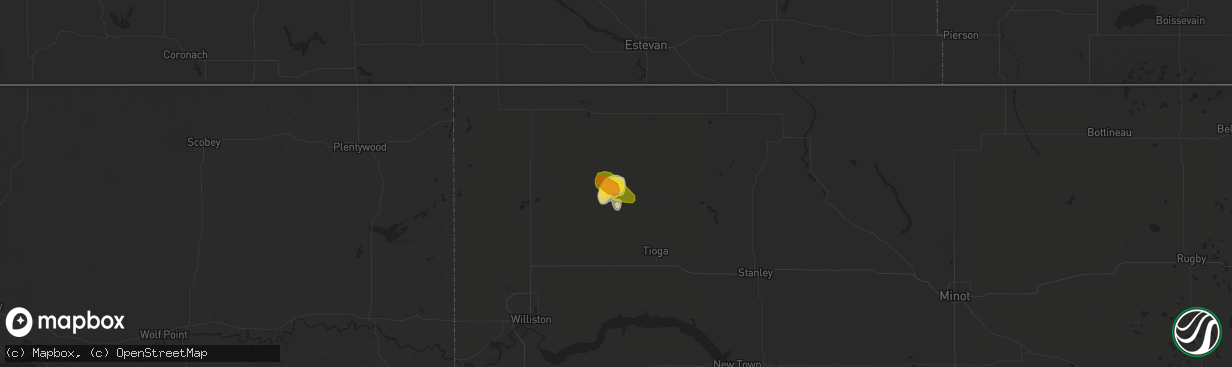 Hail map in Wildrose, ND on August 17, 2017