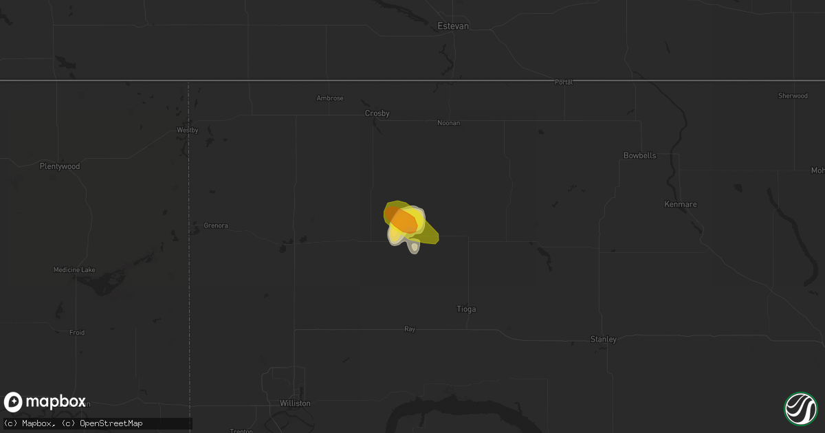 Hail map in Wildrose, ND on August 17, 2017