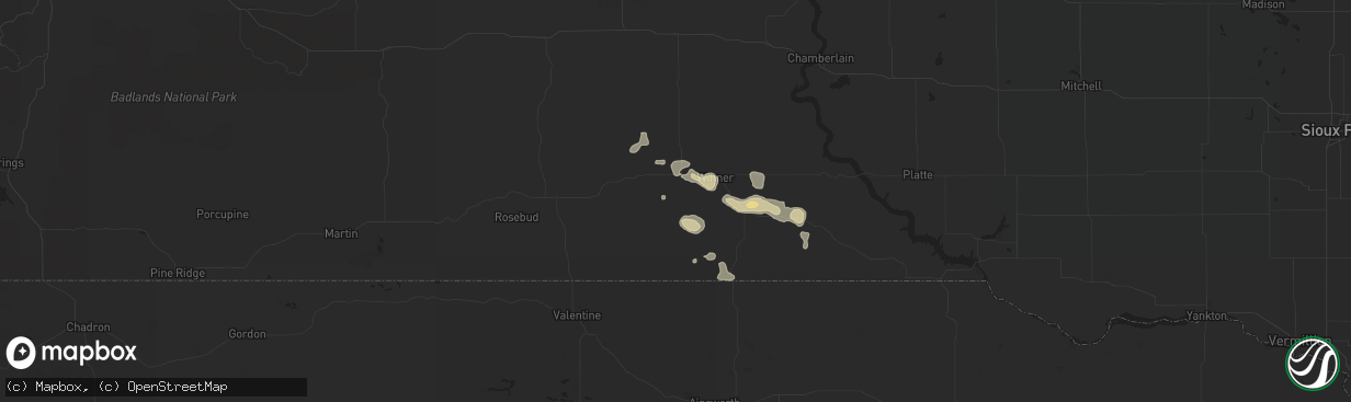 Hail map in Winner, SD on August 17, 2017