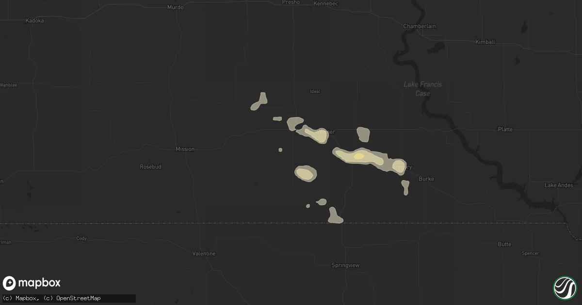 Hail map in Winner, SD on August 17, 2017