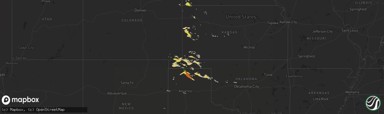 Hail map on August 17, 2017