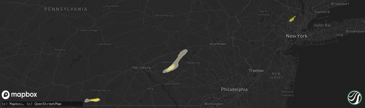 Hail map in Bernville, PA on August 17, 2018