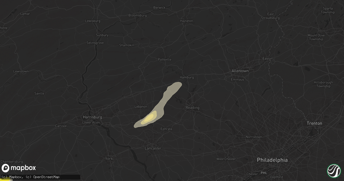 Hail map in Bernville, PA on August 17, 2018