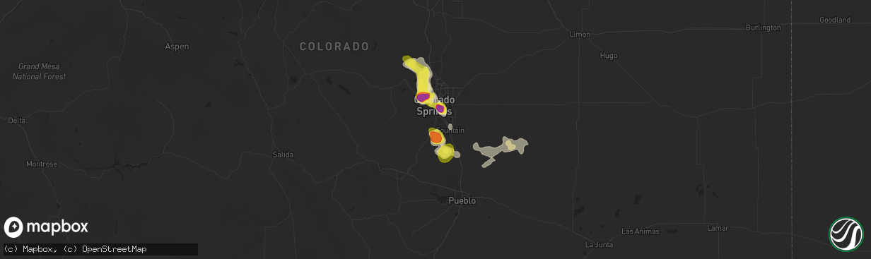 Hail map in Colorado Springs, CO on August 17, 2018