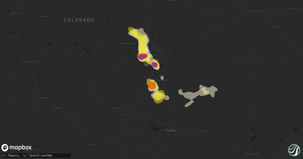 Hail map in Colorado Springs, CO on August 17, 2018