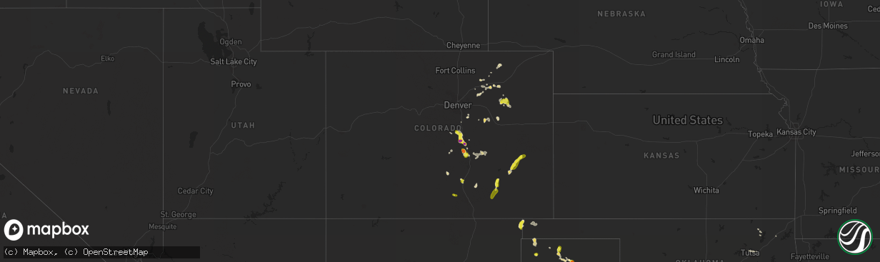 Hail map in Colorado on August 17, 2018