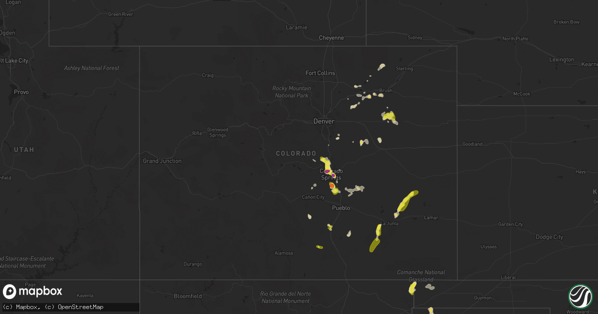 Hail map in Colorado on August 17, 2018