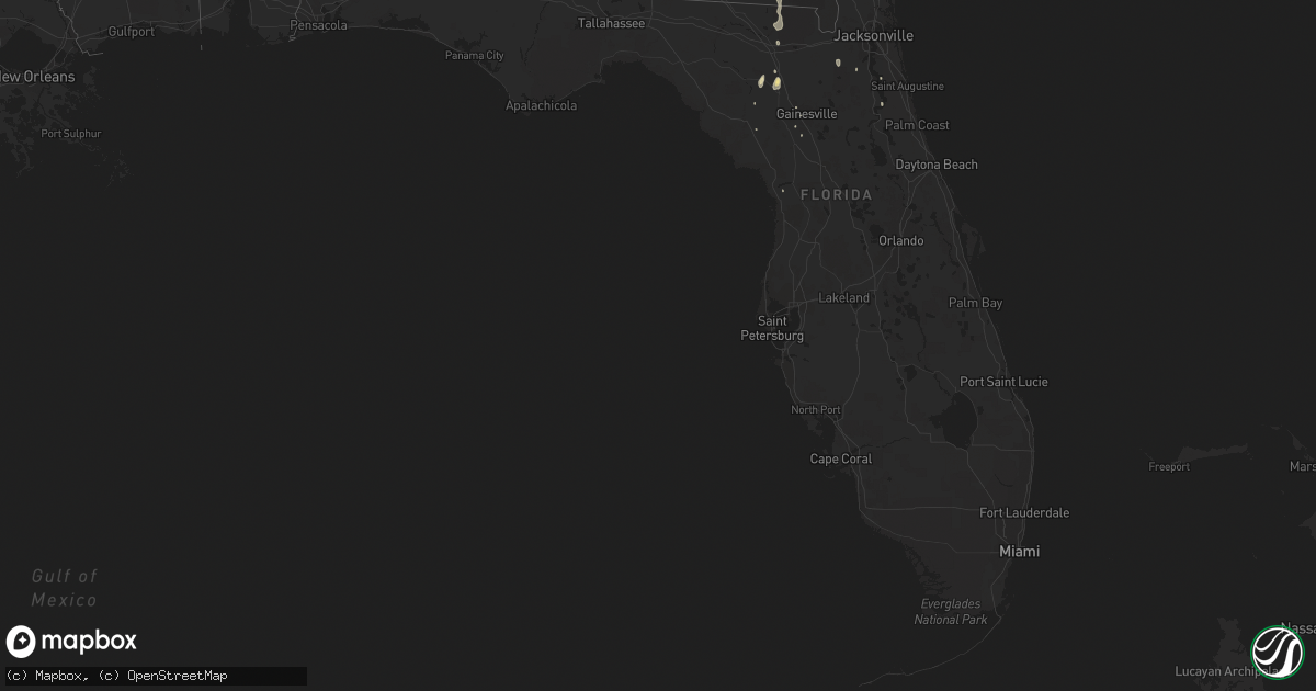 Hail map in Florida on August 17, 2018