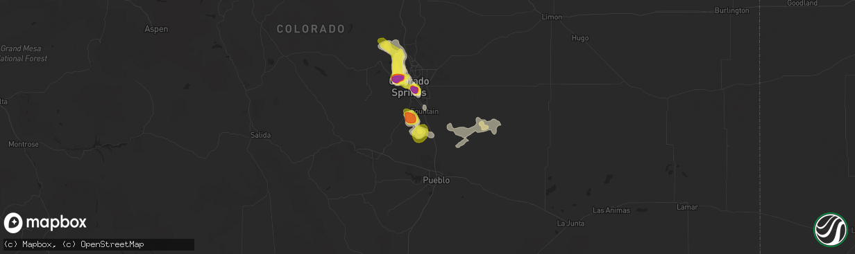 Hail map in Fountain, CO on August 17, 2018