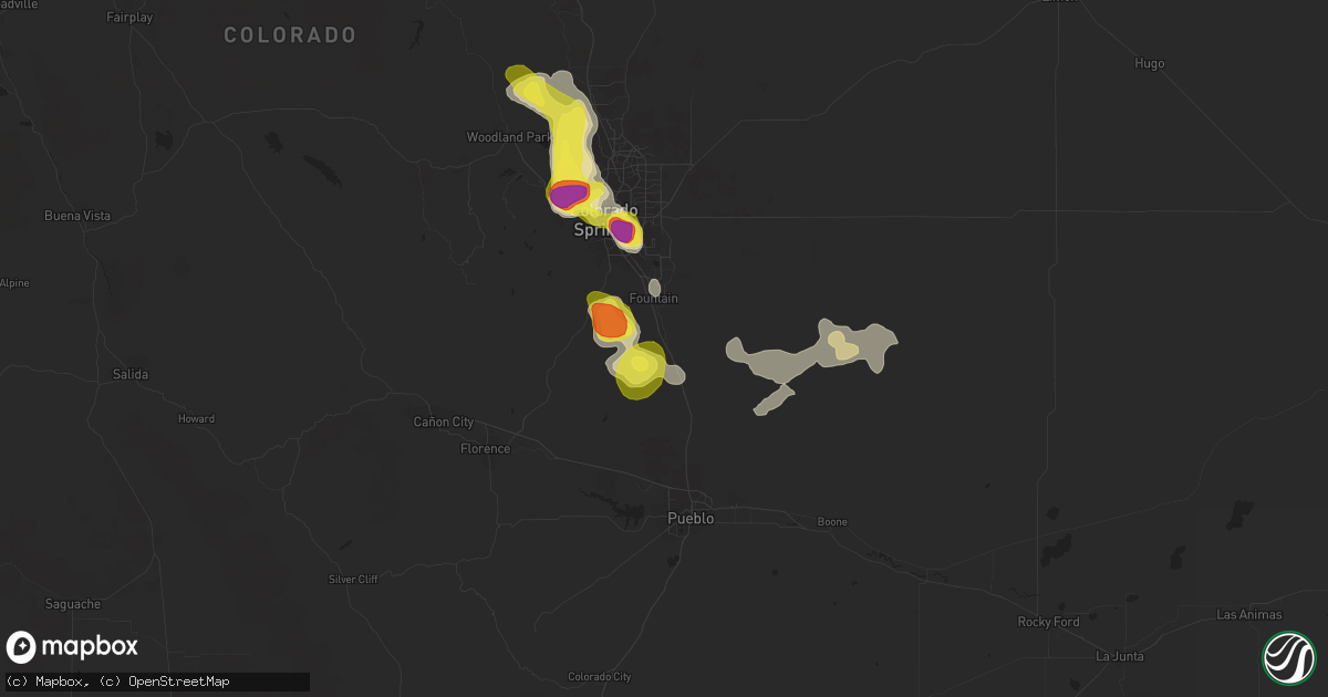 Hail map in Fountain, CO on August 17, 2018