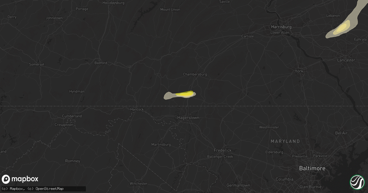 Hail map in Greencastle, PA on August 17, 2018