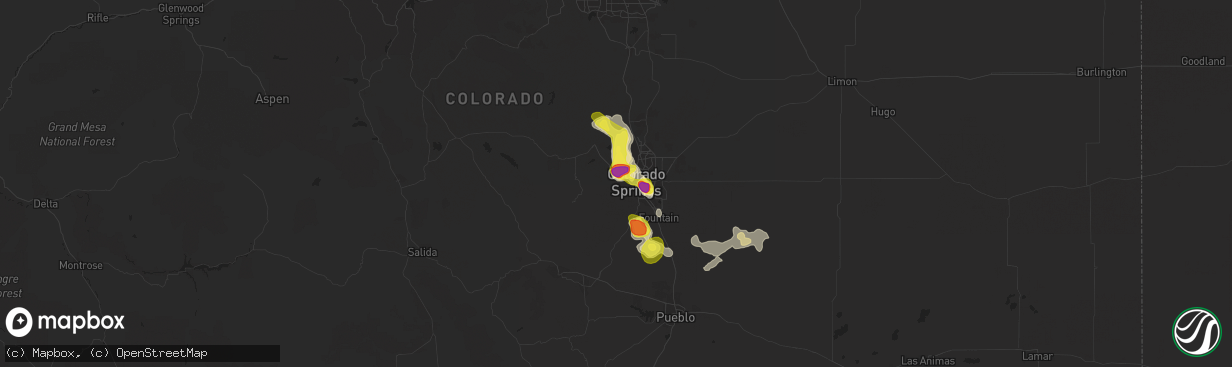 Hail map in Manitou Springs, CO on August 17, 2018