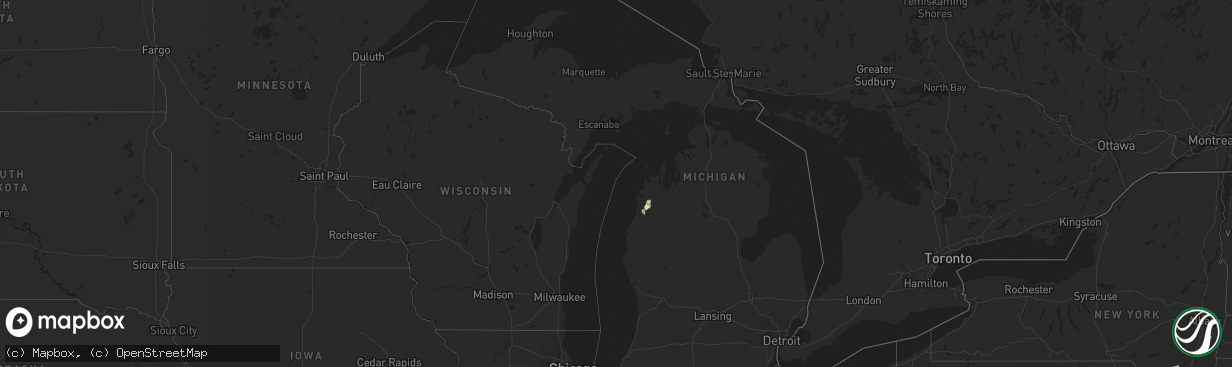 Hail map in Michigan on August 17, 2018