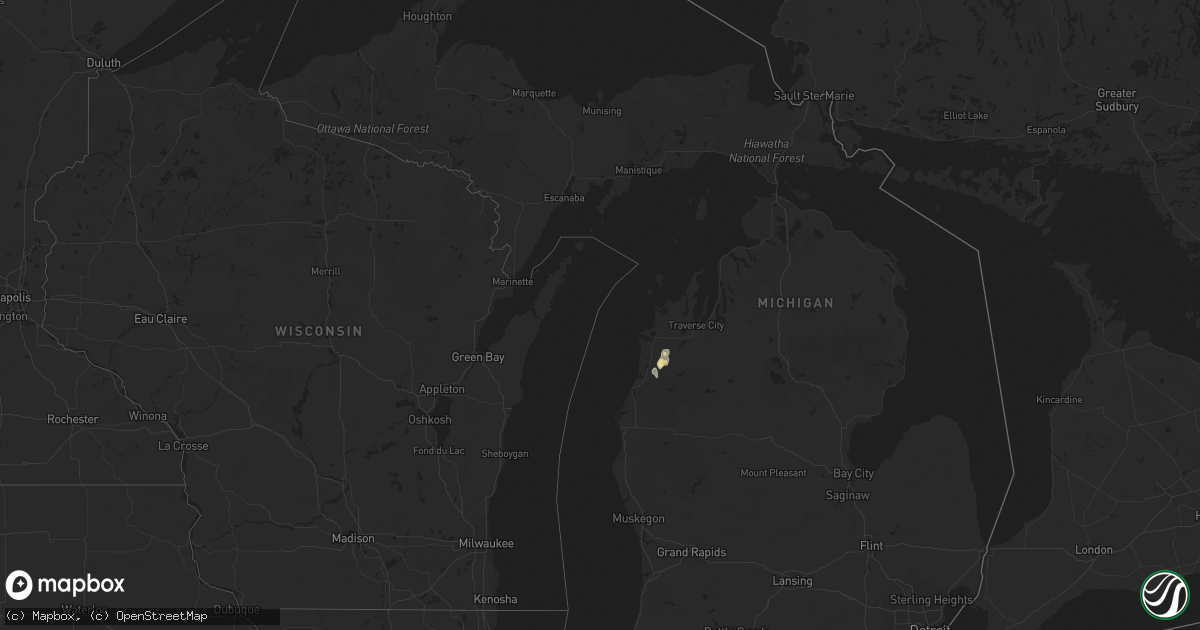 Hail map in Michigan on August 17, 2018