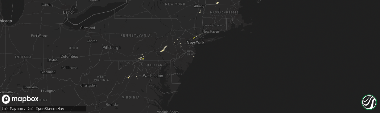 Hail map in New Jersey on August 17, 2018