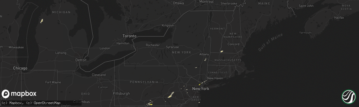 Hail map in New York on August 17, 2018