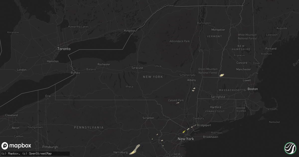 Hail map in New York on August 17, 2018