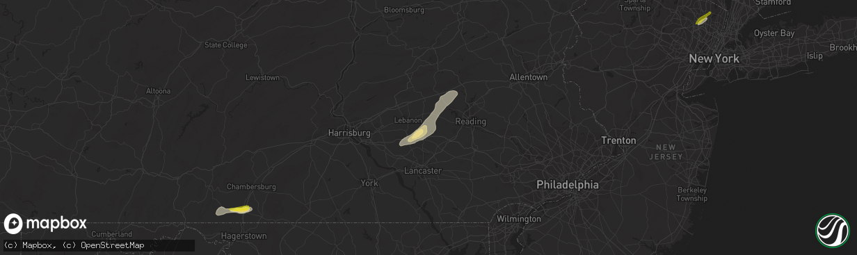 Hail map in Newmanstown, PA on August 17, 2018