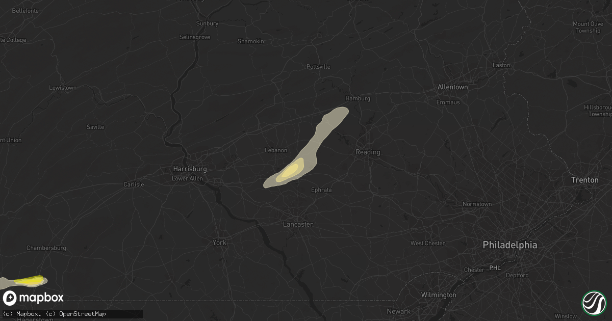 Hail map in Newmanstown, PA on August 17, 2018