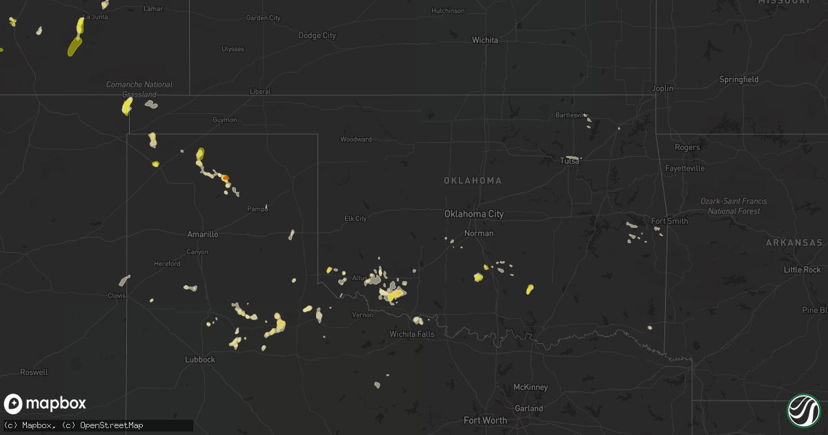 Hail map in Oklahoma on August 17, 2018