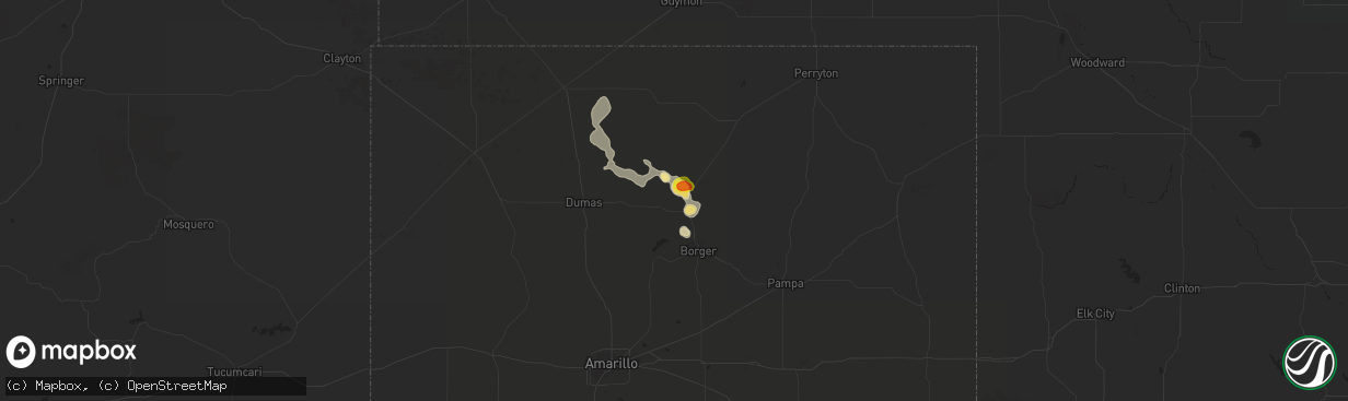 Hail map in Stinnett, TX on August 17, 2018