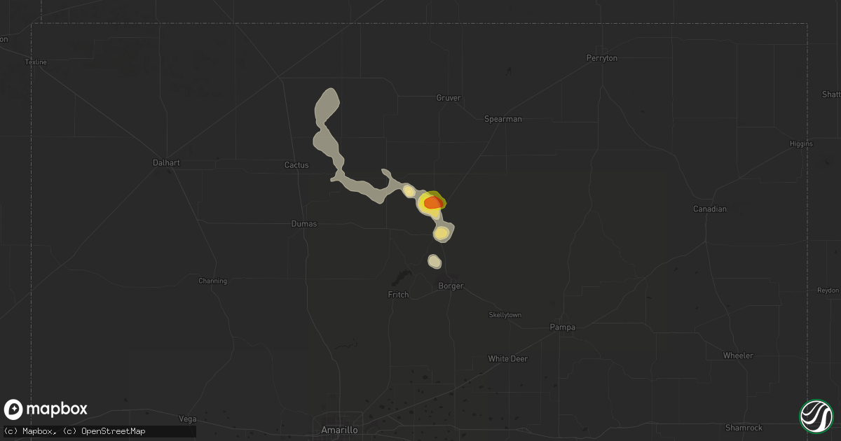 Hail map in Stinnett, TX on August 17, 2018