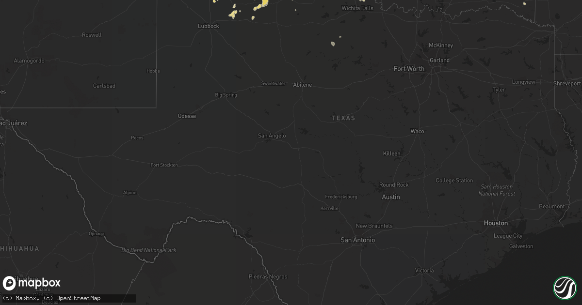 Hail map in Texas on August 17, 2018