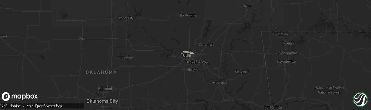 Hail map in Tulsa, OK on August 17, 2018