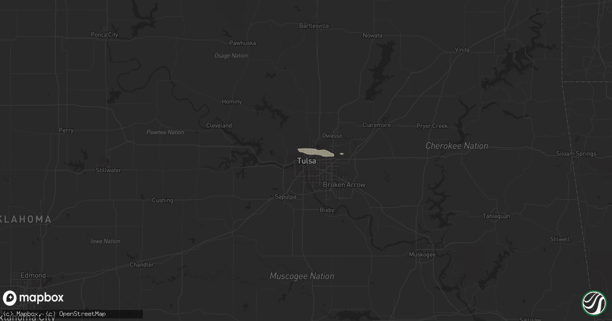 Hail map in Tulsa, OK on August 17, 2018