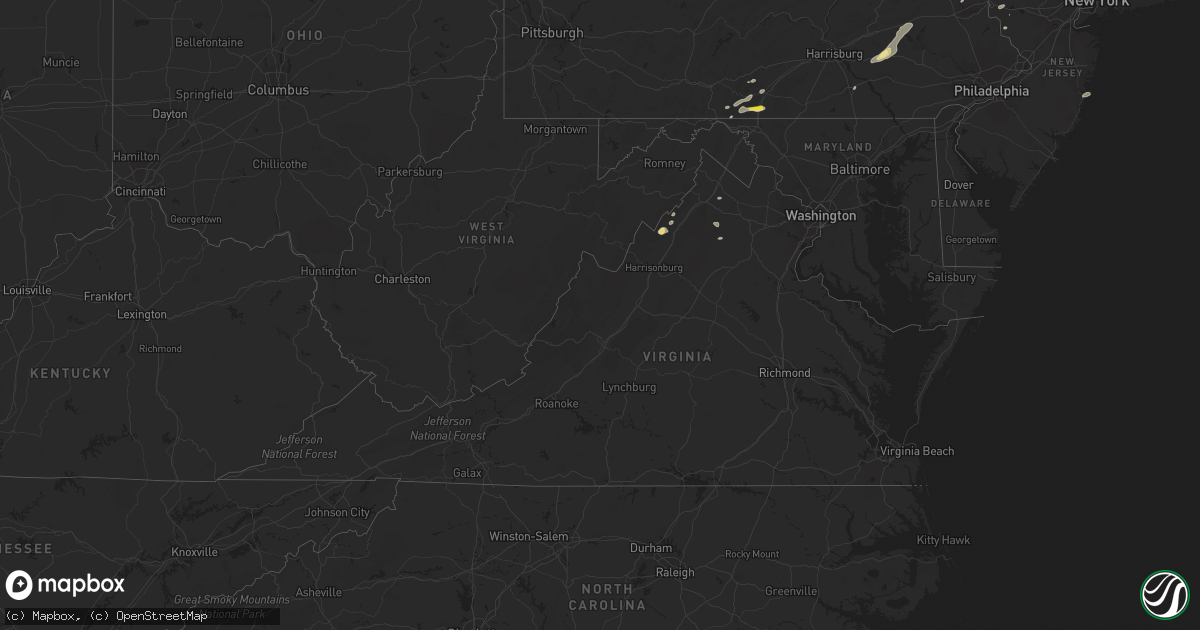Hail map in Virginia on August 17, 2018
