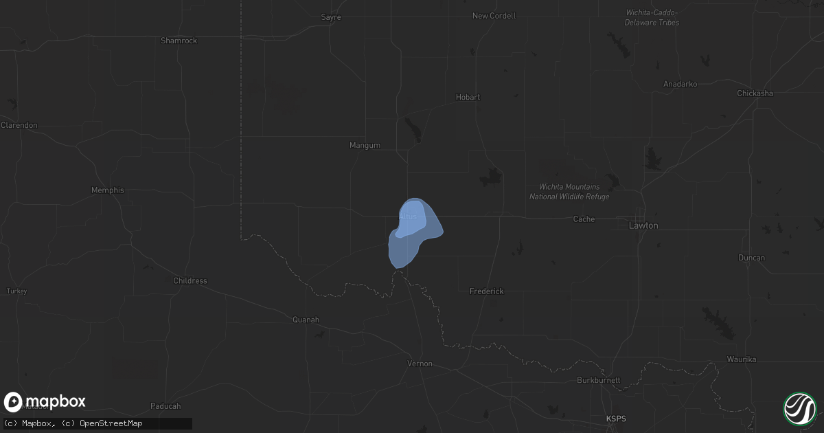 Hail map in Altus, OK on August 17, 2019