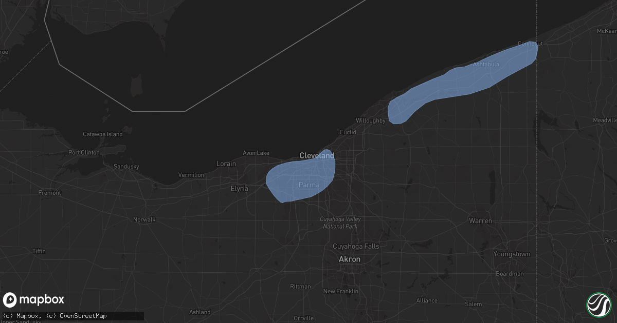 Hail map in Cleveland, OH on August 17, 2019