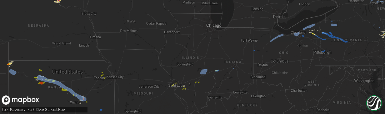 Hail map in Illinois on August 17, 2019