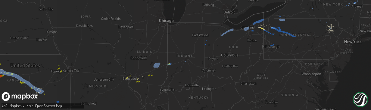 Hail map in Indiana on August 17, 2019