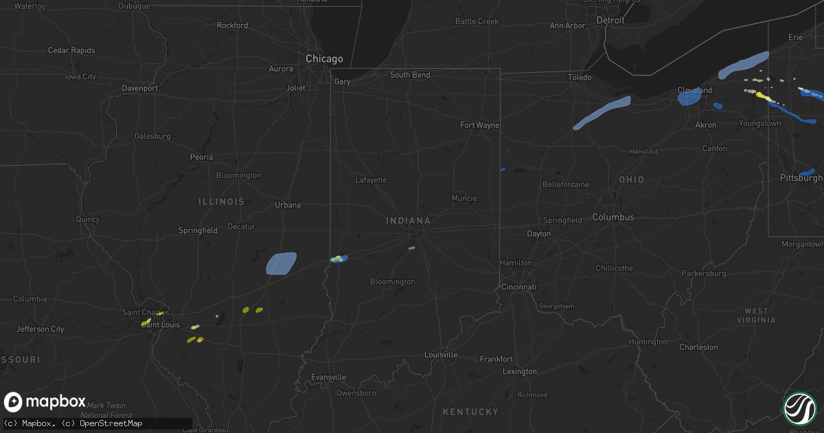 Hail map in Indiana on August 17, 2019