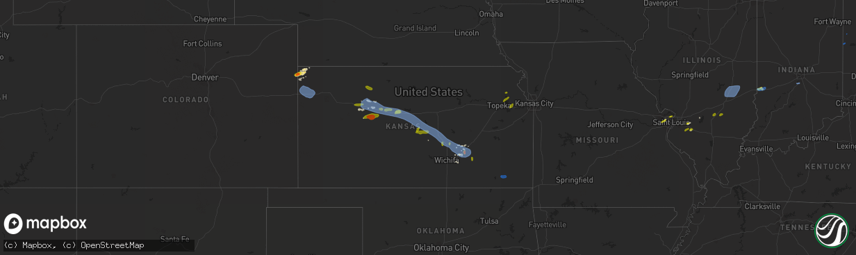 Hail map in Kansas on August 17, 2019