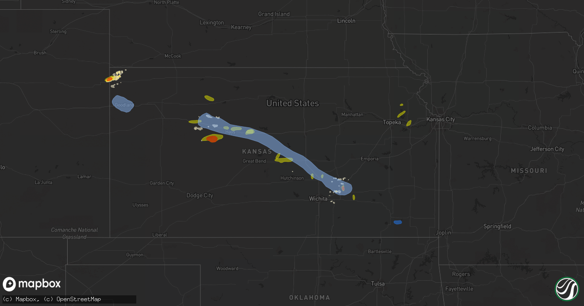 Hail map in Kansas on August 17, 2019