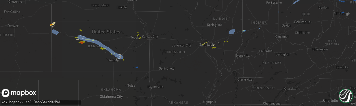 Hail map in Missouri on August 17, 2019