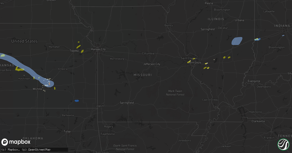Hail map in Missouri on August 17, 2019