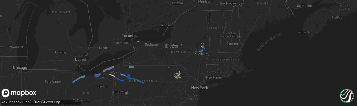 Hail map in New York on August 17, 2019