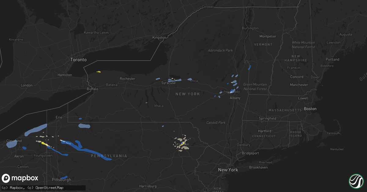 Hail map in New York on August 17, 2019