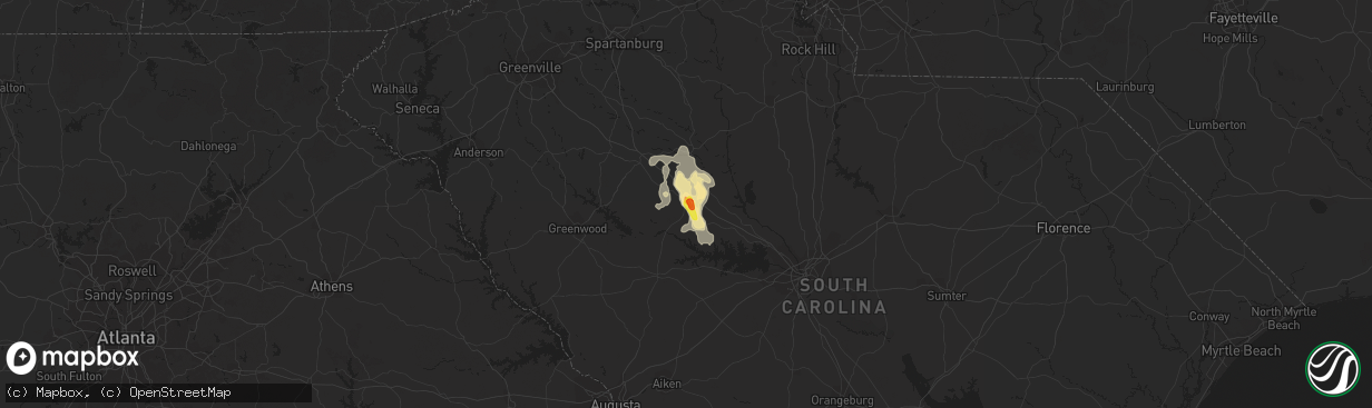 Hail map in Newberry, SC on August 17, 2019