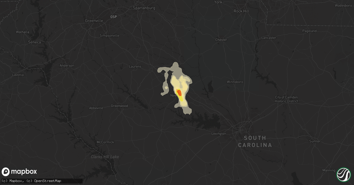 Hail map in Newberry, SC on August 17, 2019
